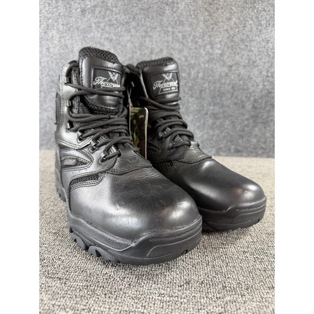 Thorogood Deuce Combat Work Boots Mens 9.5 Black Leather Side Zip Waterproof